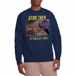 Star Trek Unisex Adult The Trouble with Tribbles Sweatshirt - XXL, Navy