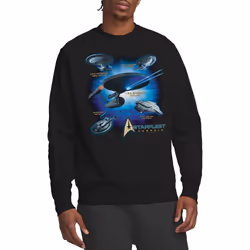 Star Trek Unisex Adult Starfleet Vessels Sweatshirt - M, Black