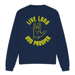 Star Trek Unisex Adult Live Long Hand Sweatshirt - XL, Navy