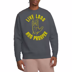 Star Trek Unisex Adult Live Long Hand Sweatshirt - XL, Charcoal