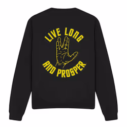 Star Trek Unisex Adult Live Long Hand Sweatshirt - S, Black