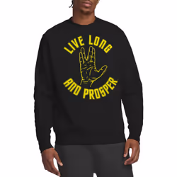 Star Trek Unisex Adult Live Long Hand Sweatshirt - S, Black