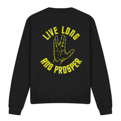 Star Trek Unisex Adult Live Long Hand Sweatshirt - XXL, Black
