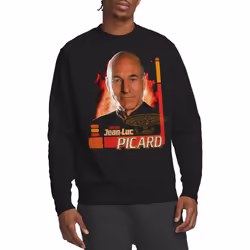 Star Trek Unisex Adult Jean-Luc Picard Sweatshirt - L, Black