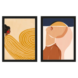 Bea Muller The Woman With The Yellow Stripes Half Sun & Half Face Framed Print Set  (Pack of 2) - 40cm x 30cm, Black/Multicoloured