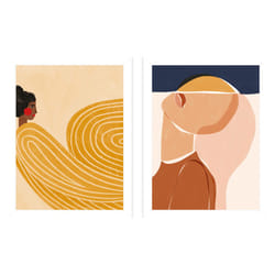 Bea Muller The Woman With The Yellow Stripes Half Sun & Half Face Framed Print Set  (Pack of 2) - 40cm x 30cm, White/Multicoloured