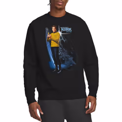 Star Trek Unisex Adult Galactic Captain Kirk Sweatshirt - XXL, Black