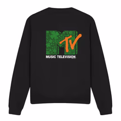 MTV Unisex Adult Shamrock Logo St Patricks Day Sweatshirt - S, Black