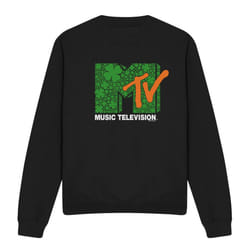 MTV Unisex Adult Shamrock Logo St Patricks Day Sweatshirt - S, Black