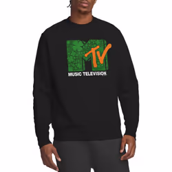 MTV Unisex Adult Shamrock Logo St Patricks Day Sweatshirt - XXL, Black