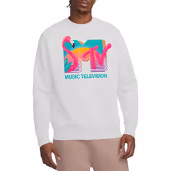 MTV Unisex Adult Vibrant Flamingo Sunset Sweatshirt - XXL, White