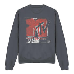 MTV Unisex Adult Washed Out Logo Sweatshirt - S, Charcoal