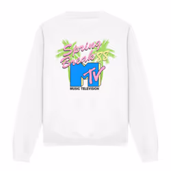 MTV Unisex Adult Spring Break Neon Palm Trees Sweatshirt - XXL, White