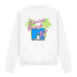 MTV Unisex Adult Spring Break Neon Palm Trees Sweatshirt - XXL, White