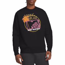 MTV Unisex Adult Spring Break '91 Neon Sign Sweatshirt - S, Black