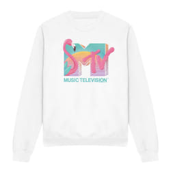 MTV Unisex Adult Flamingo Logo Sweatshirt - XXL, White