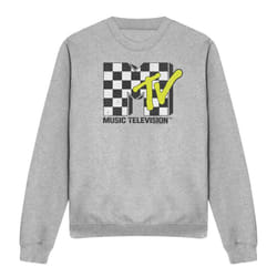 MTV Unisex Adult Checkerboard Logo Sweatshirt - XL, Sport Heather