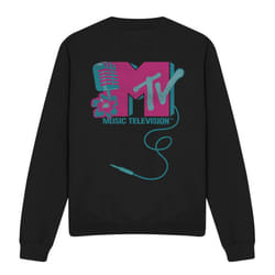 MTV Unisex Adult Microphone Logo Sweatshirt - S, Black