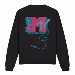 MTV Unisex Adult Microphone Logo Sweatshirt - XXL, Black