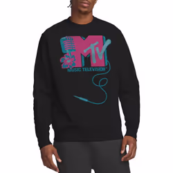 MTV Unisex Adult Microphone Logo Sweatshirt - XXL, Black