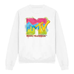MTV Unisex Adult Paint Logo Sweatshirt - S, White