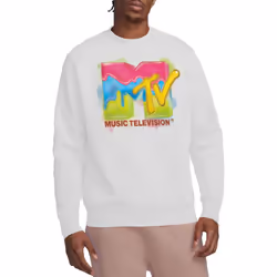 MTV Unisex Adult Paint Logo Sweatshirt - XXL, White