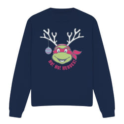 Teenage Mutant Ninja Turtles Unisex Adult Ho Ho Heroes Reindeer Christmas Sweatshirt - L, Navy