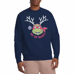 Teenage Mutant Ninja Turtles Unisex Adult Ho Ho Heroes Reindeer Christmas Sweatshirt - XL, Navy