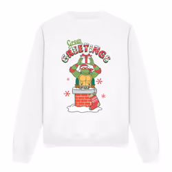 Teenage Mutant Ninja Turtles Unisex Adult Green Greetings Christmas Scene Sweatshirt - S, White