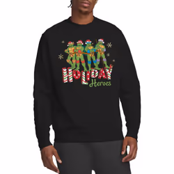 Teenage Mutant Ninja Turtles Unisex Adult Holiday Heroes Christmas Sweatshirt - XL, Black