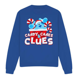 Blue's Clues & You! Unisex Adult Clues Candy Canes Christmas Sweatshirt - L, Royal Blue