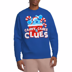 Blue's Clues & You! Unisex Adult Clues Candy Canes Christmas Sweatshirt - L, Royal Blue
