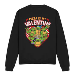 Teenage Mutant Ninja Turtles Unisex Adult Pizza Is My Valentine Sweatshirt - XXL, Black