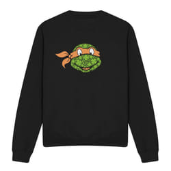Teenage Mutant Ninja Turtles Unisex Adult Michelangelo Clover St Patricks Day Sweatshirt - L, Black