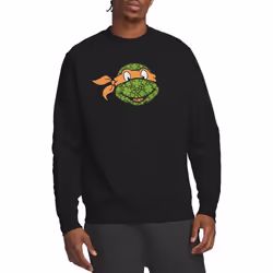 Teenage Mutant Ninja Turtles Unisex Adult Michelangelo Clover St Patricks Day Sweatshirt - L, Black