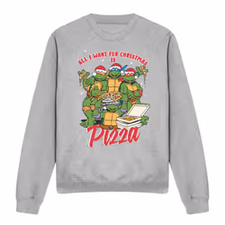 Teenage Mutant Ninja Turtles Unisex Adult Pizza Christmas Sweatshirt - M, Sport Heather