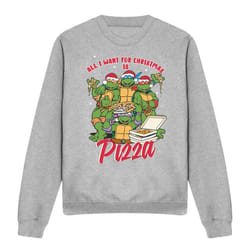 Teenage Mutant Ninja Turtles Unisex Adult Pizza Christmas Sweatshirt - XL, Sport Heather