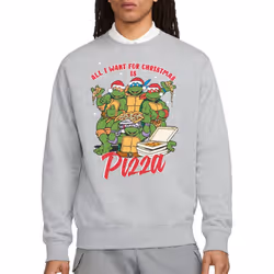 Teenage Mutant Ninja Turtles Unisex Adult Pizza Christmas Sweatshirt - XL, Sport Heather