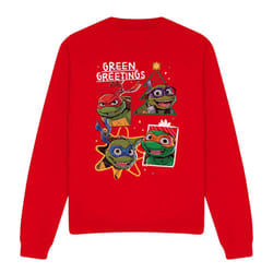 Teenage Mutant Ninja Turtles Unisex Adult Green Greetings Christmas Sweatshirt - L, Red