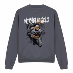 Teenage Mutant Ninja Turtles Unisex Adult Michelangelo Sweatshirt - L, Charcoal