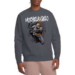 Teenage Mutant Ninja Turtles Unisex Adult Michelangelo Sweatshirt - L, Charcoal