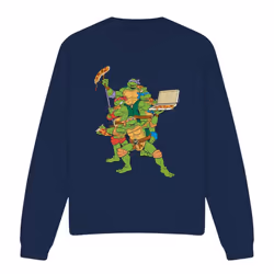 Teenage Mutant Ninja Turtles Unisex Adult Pizza Party Sweatshirt - XXL, Navy