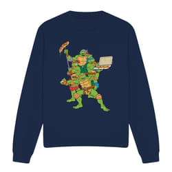 Teenage Mutant Ninja Turtles Unisex Adult Pizza Party Sweatshirt - XXL, Navy