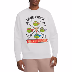 Teenage Mutant Ninja Turtles Unisex Adult Pizza Is Forever Sweatshirt - L, White
