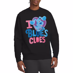 Blue's Clues & You! Unisex Adult I Heart Blue Sweatshirt - XXL, Black
