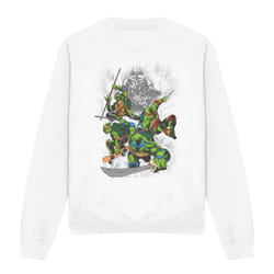 Teenage Mutant Ninja Turtles Unisex Adult Shredder And Turtles Comic Sweatshirt - XXL, White