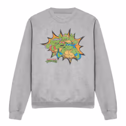 Teenage Mutant Ninja Turtles Unisex Adult Funny Face Turtles Sweatshirt - S, Sport Heather