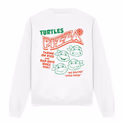 Teenage Mutant Ninja Turtles Unisex Adult Turtles Pizza Sweatshirt - M, White