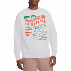 Teenage Mutant Ninja Turtles Unisex Adult Turtles Pizza Sweatshirt - XXL, White