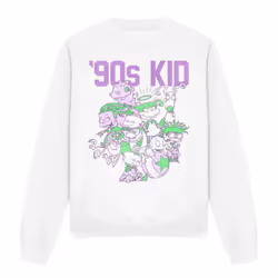 Nickelodeon Unisex Adult 90s Kid Sweatshirt - XXL, White